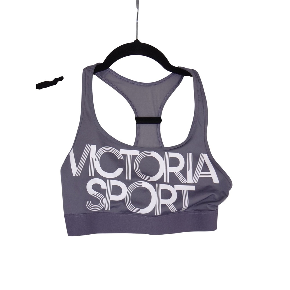 Victoria Sport Womens Racerback Sports Bra Purple Logo Mesh Back Small 3634